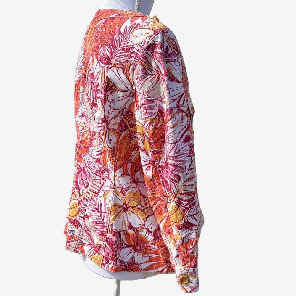Ruby Rd Snap Front Jacket Island Tropical Raffia … - image 5